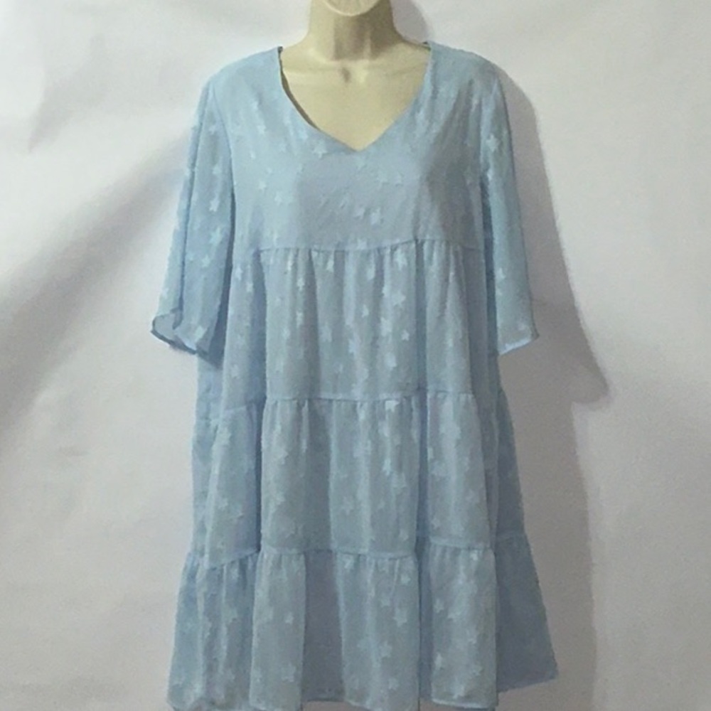 Boho Style, Blue Stars Dress, Size L